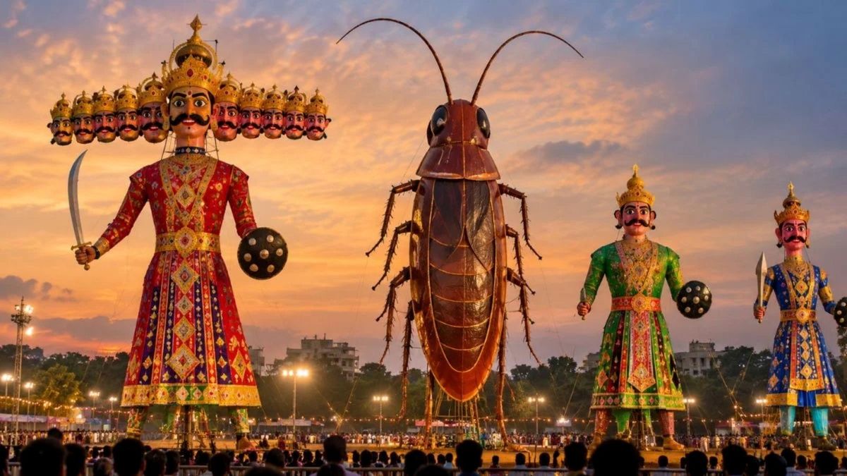 ଦିଲ୍ଲୀ ରାମଲୀଳାରେ ୩୦ ଫୁଟ୍‌ର ‘କକ୍ରୋଚ୍’ ପୁତଳା ଦାହ! ରାବଣ ସହ ଜଳିବ କକ୍ରୋଚ୍